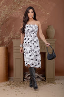 Vestido Midi Summer Breeze (Estampa Palm & Dots) – Foca no frescor e na modernidade.